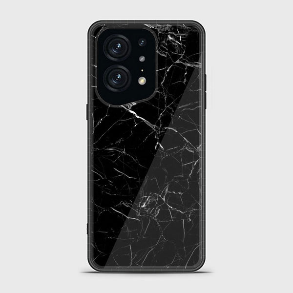 Oppo Find X5 Black Marble Series Premium Printed Glass soft Bumper shock Proof Case