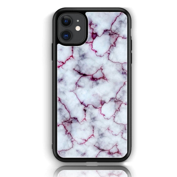 iPhone 12 -White Marble Series - Premium Printed Glass soft Bumper shock Proof Case