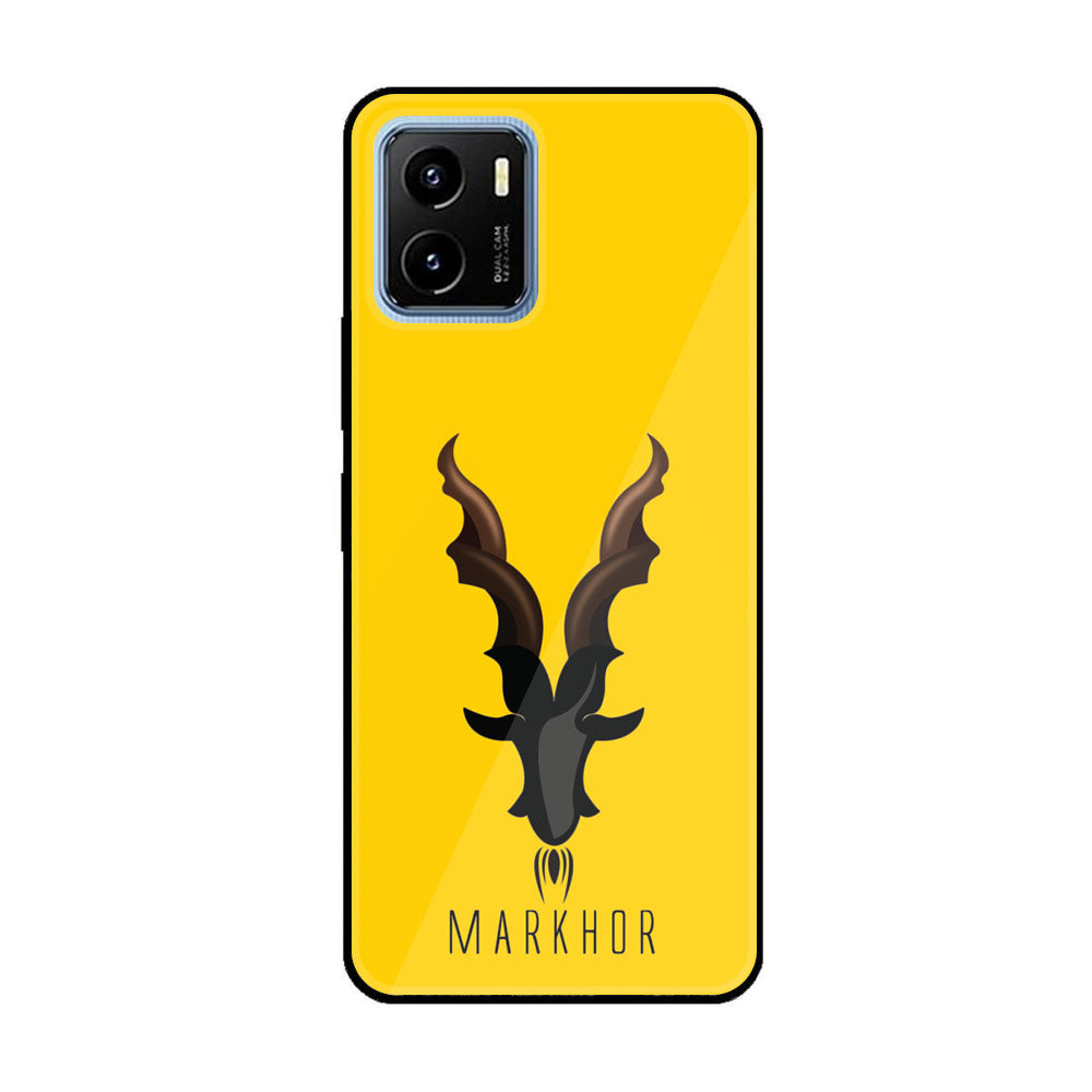 Vivo Y15a  Markhor Series Premium Printed Glass soft Bumper shock Proof Case