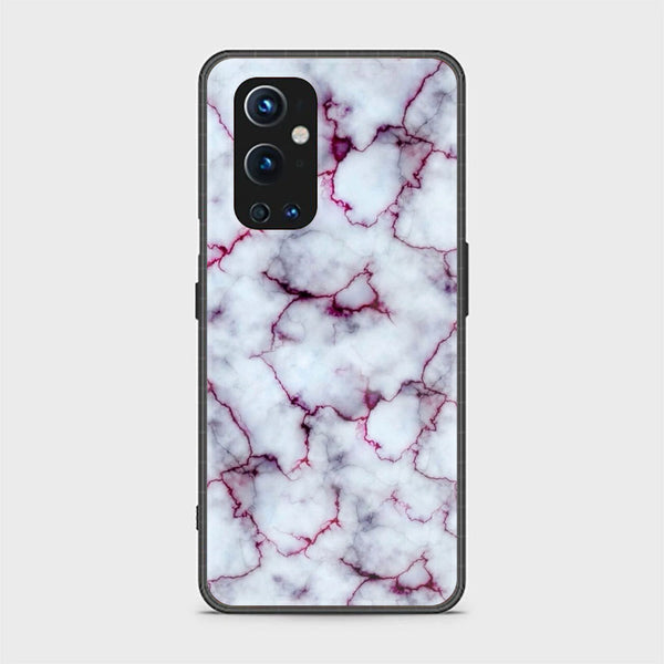 OnePlus 9 Pro - White  Marble Series - Premium Printed Glass soft Bumper shock Proof Case