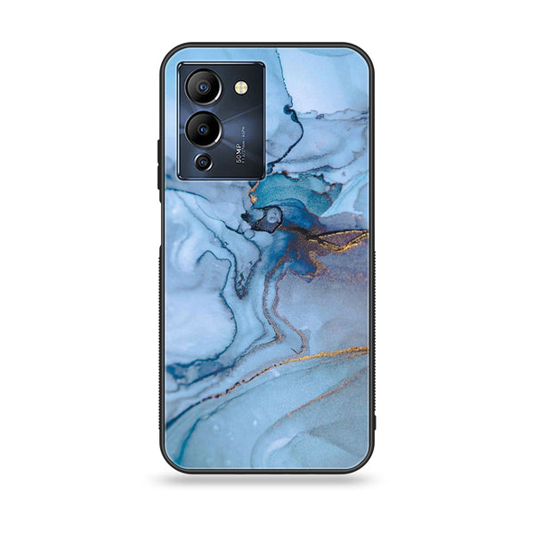 Infinix Note 12 G96 Blue Marble Series Premium Printed Glass soft Bumper shock Proof Case