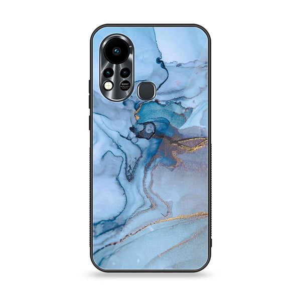 Infinix Hot 11S  Blue Marble Series Premium Printed Glass soft Bumper shock Proof Case