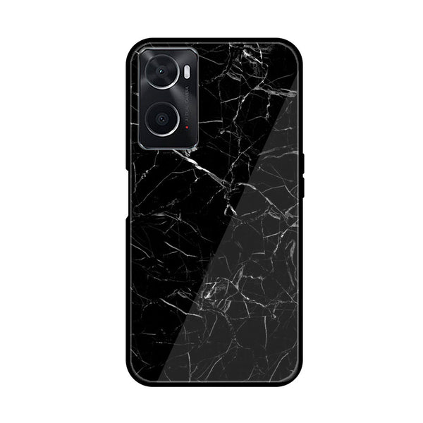 Oppo A36 Black Marble Series  Premium Printed Glass soft Bumper shock Proof Case