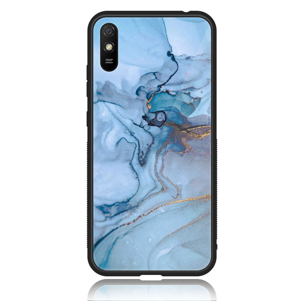 Xiaomi Redmi 9A - Blue Marble Series - Premium Printed Glass soft Bumper shock Proof Case