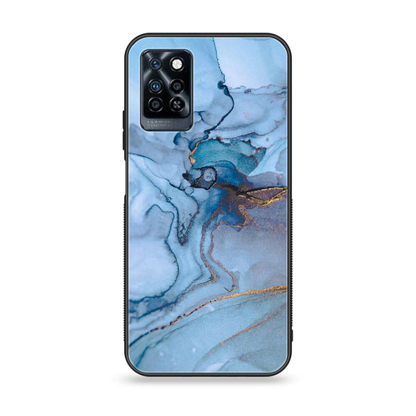 Infinix Note 10 Pro Blue Marble Series Premium Printed Glass soft Bumper shock Proof Case