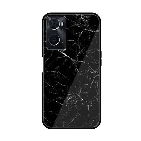 Oppo A76  Black Marble Design 1 Premium Printed Glass soft Bumper shock Proof Case CS-49013