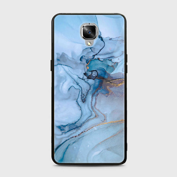 OnePlus 3/3T- Blue  Marble Series - Premium Printed Glass soft Bumper shock Proof Case