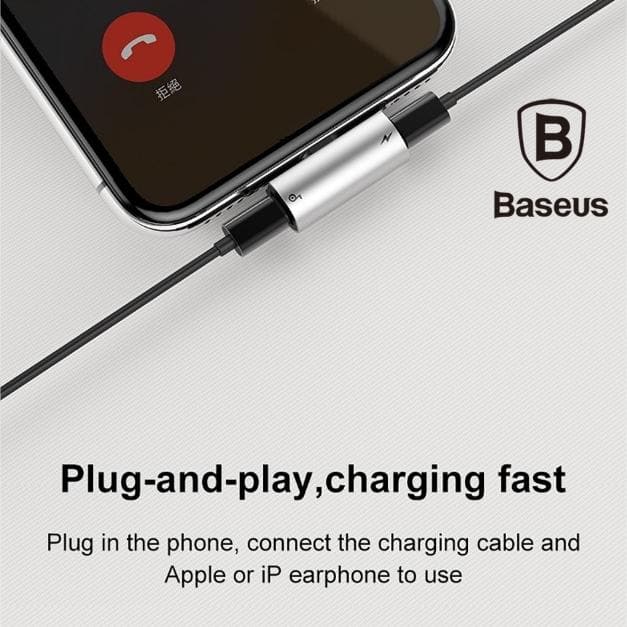 Baseus L46 3 in 1 Charging+Music+Calling  Lightning iPhone male to Dual iPhone Female adopter - Phonecase.PK