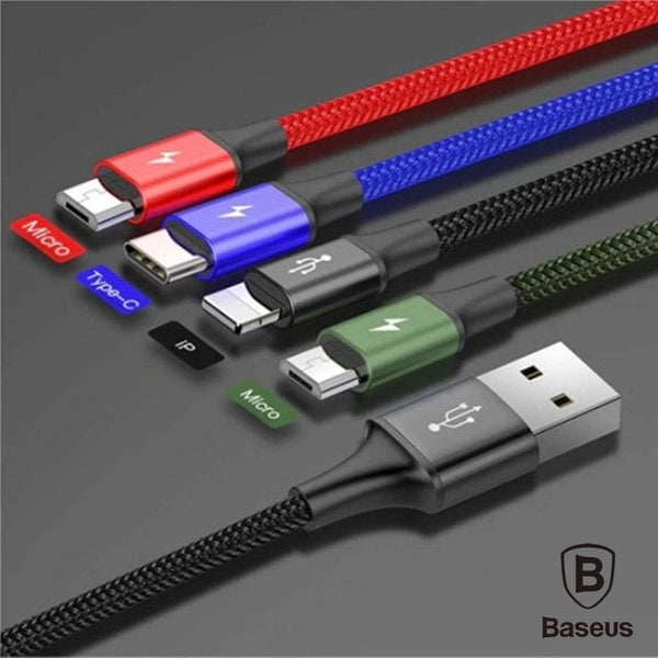 Baseus 4 in 1 Fast Charging Cable 2 Micro 1 Type-C & 1 Lightning - Phonecase.PK