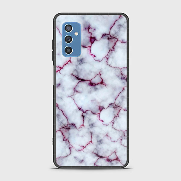 Samsung Galaxy M52 5G -White Marble Series - Premium Printed Glass soft Bumper shock Proof Case