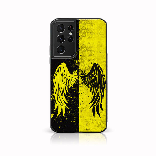 Galaxy S21 Ultra  Angel Wings 2.0  Series Premium Printed Glass soft Bumper shock Proof Case