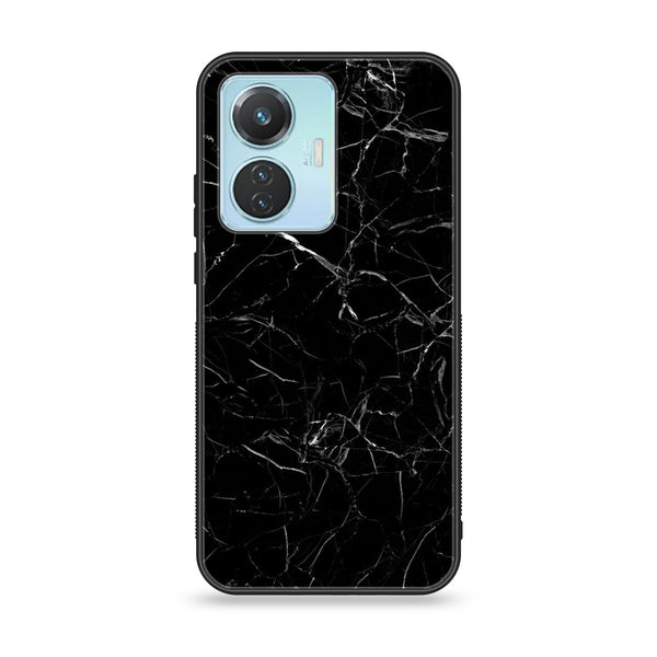 Vivo Y55 4G Black Marble Series Premium Printed Glass soft Bumper shock Proof Case