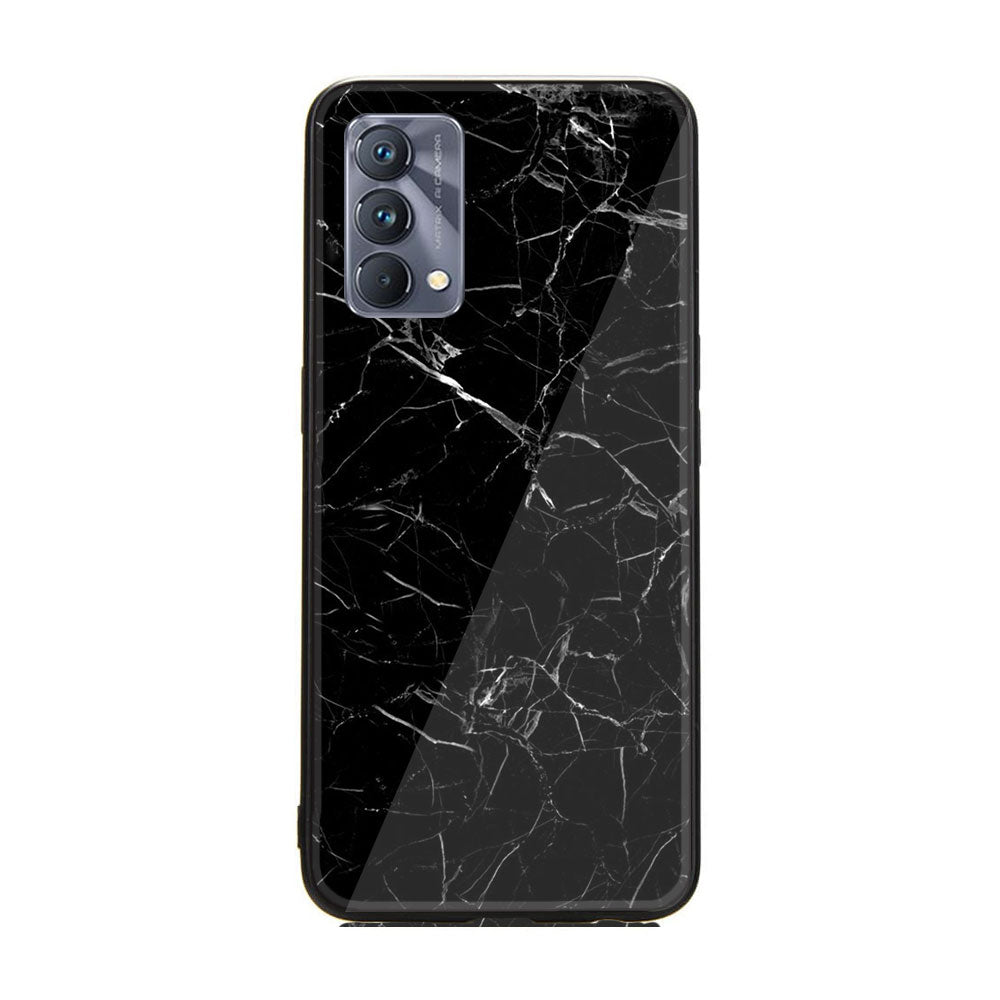 Realme GT Master Edition Black Marble Series  Premium Printed Glass soft Bumper shock Proof Case