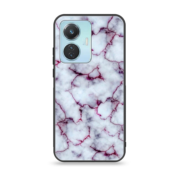 Vivo Y55 4G White Marble Series Premium Printed Glass soft Bumper shock Proof Case