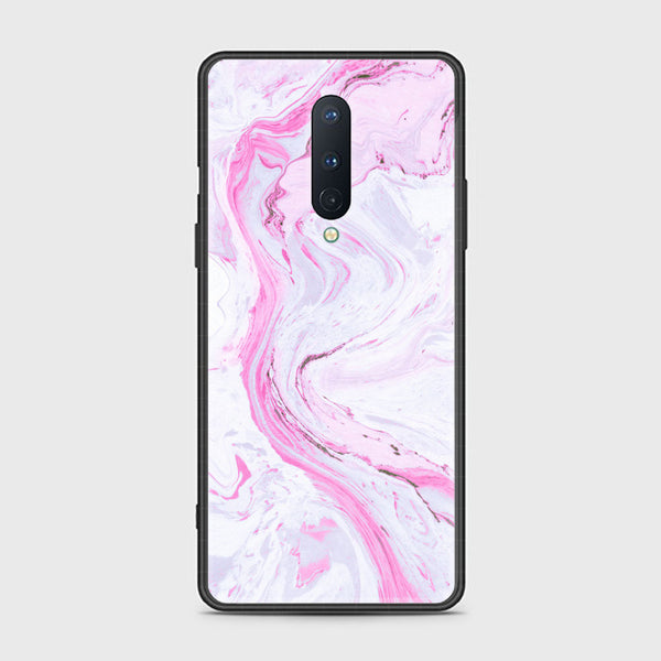OnePlus 8- Pink Marble Series - Premium Printed Glass soft Bumper shock Proof Case