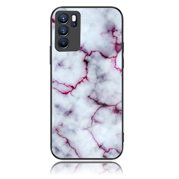 Oppo Reno 6 - White Marble Design 1 - Premium Printed Glass soft Bumper shock Proof Case CS-18763
