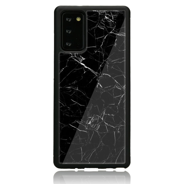 Samsung Galaxy Note 20 - Black Marble Series - Premium Printed Glass soft Bumper shock Proof Case