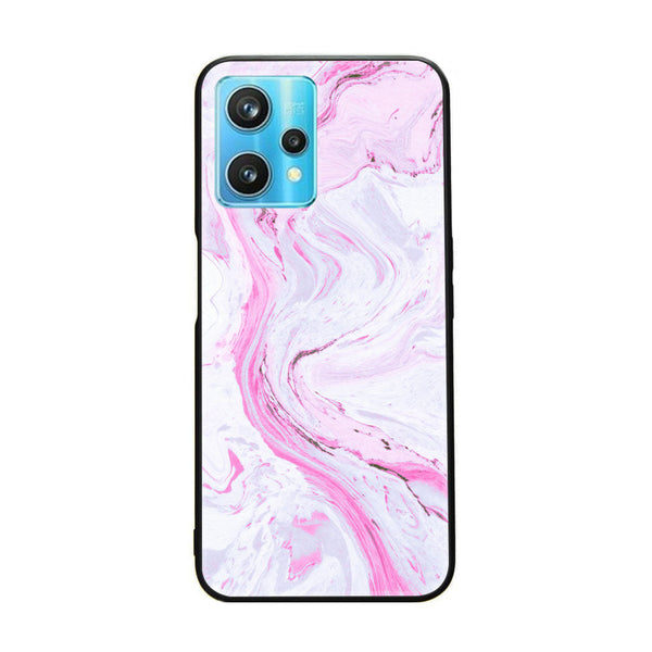 Realme 9 Pro - Pink Marble Series - Premium Printed Glass soft Bumper shock Proof Case