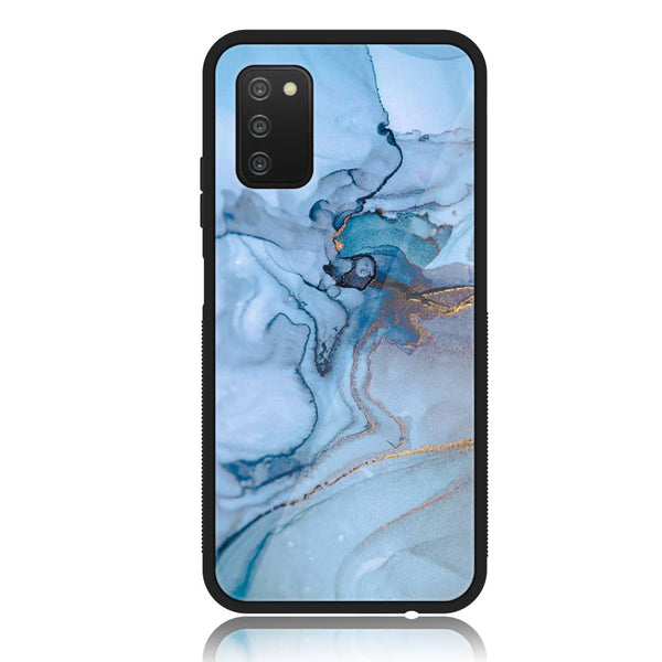 Samsung Galaxy A02s - Blue Marble Design 1 - Premium Printed Glass soft Bumper shock Proof Case CS-7553
