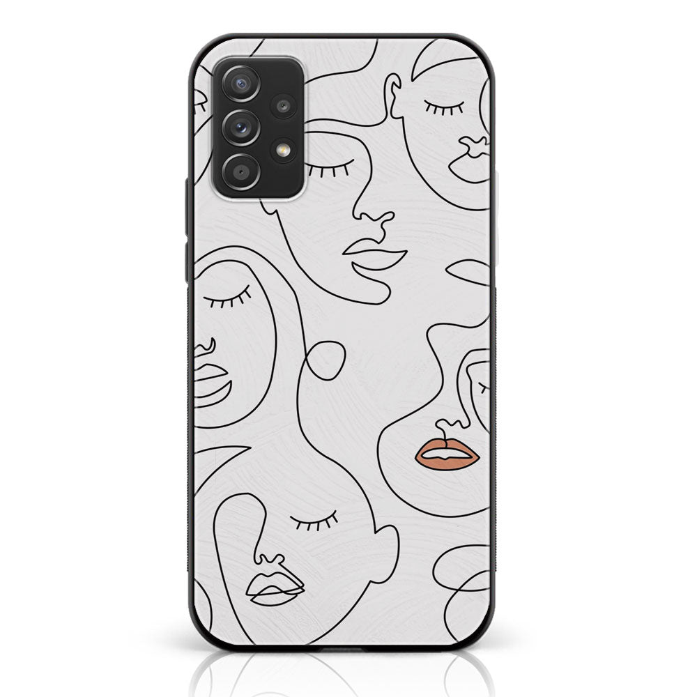 Samsung Galaxy A53 - Girls Line Art Series - Premium Printed Glass soft Bumper shock Proof Case