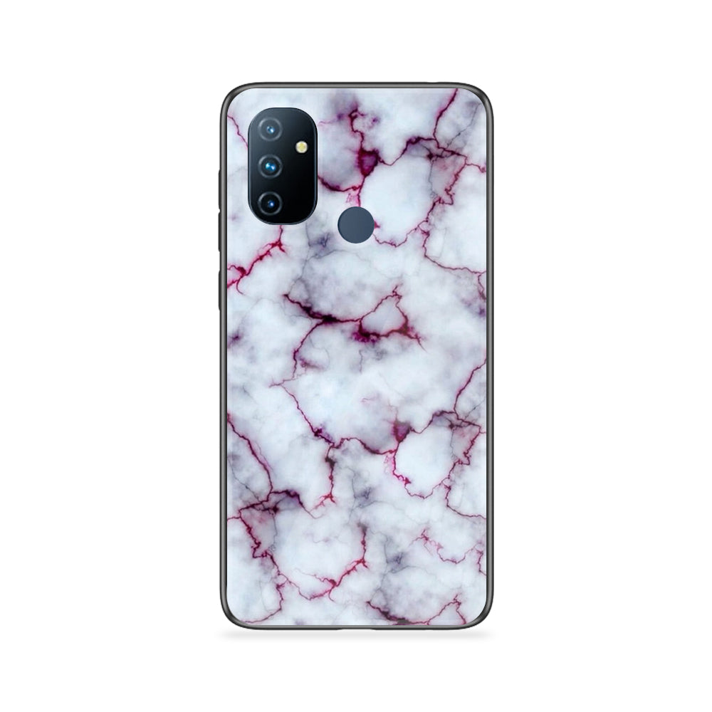 OnePlus Nord N100 White Marble Series Premium Printed Glass soft Bumper shock Proof Case