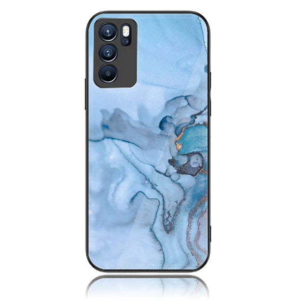 Oppo Reno 6 - Blue Marble Design 1 - Premium Printed Glass soft Bumper shock Proof Case CS-18213