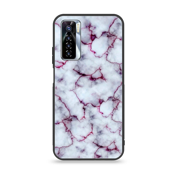 Tecno Camon 17 Pro - White Marble Series - Premium Printed Glass soft Bumper shock Proof Case