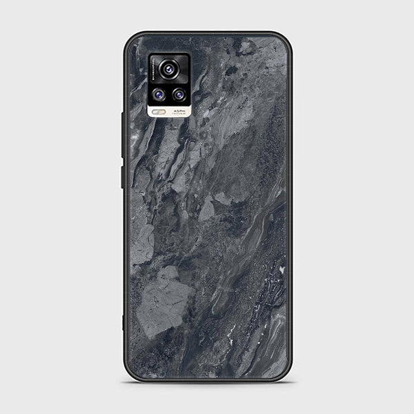 Vivo V21e - Black Marble V 2.0 Design 1 - Premium Printed Glass soft Bumper shock Proof Case CS-18134