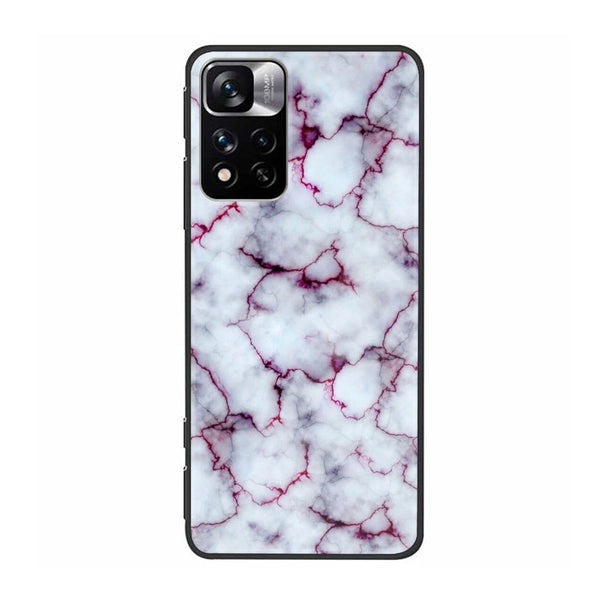 Xiaomi Poco M4 Pro 5G White Marble Series  Premium Printed Glass soft Bumper shock Proof Case