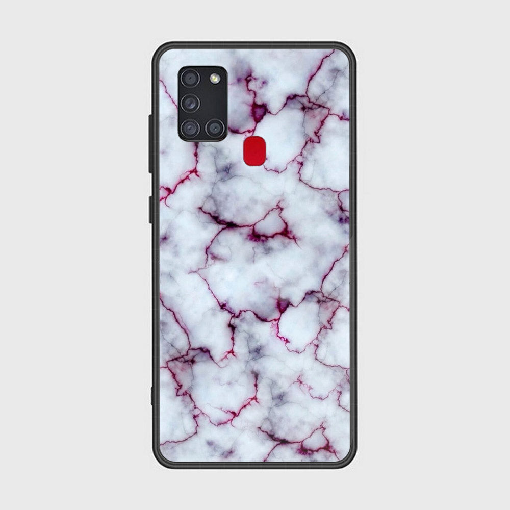 Samsung Galaxy A21s - White Marble Series - Premium Printed Glass soft Bumper shock Proof Case