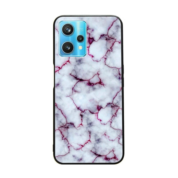 Realme 9 Pro Plus - White Marble Series - Premium Printed Glass soft Bumper shock Proof Case