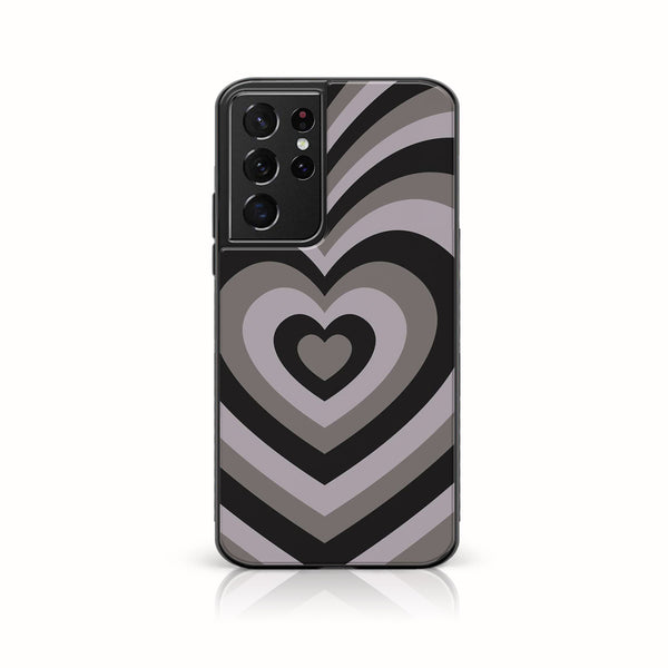 Galaxy S21 Ultra  Heart Beat Series Premium Printed Glass soft Bumper shock Proof Case