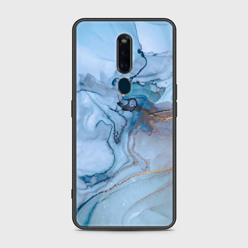 Oppo F11 Pro Blue Marble Series Premium Printed Glass soft Bumper shock Proof Case