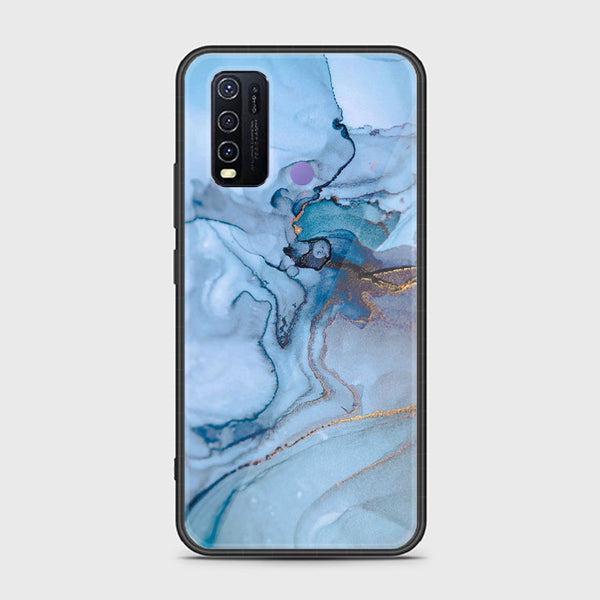 Vivo Y30  Blue Marble Design 1 Premium Printed Glass soft Bumper shock Proof Case CS-13110