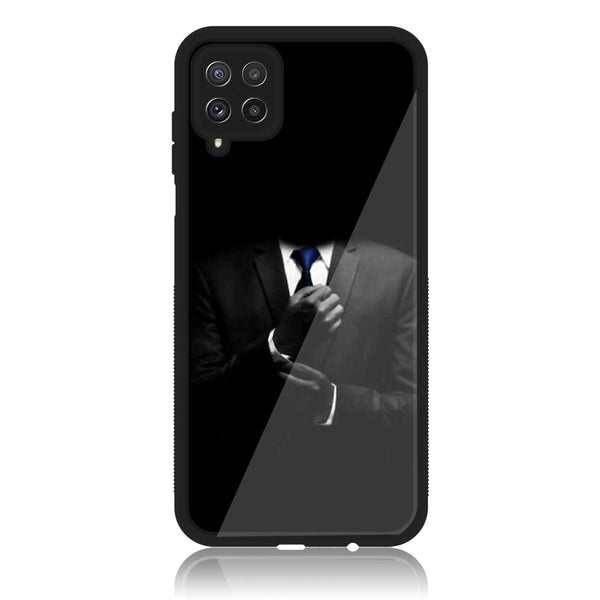 Samsung Galaxy A22 - Black Art Series - Premium Printed Glass soft Bumper shock Proof Case