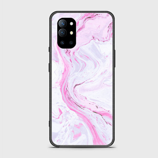 OnePlus 9R - Pink Marble Series - Premium Printed Glass soft Bumper shock Proof Case