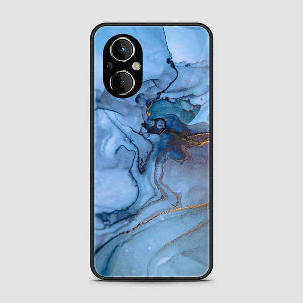 Oppo F21 Pro 5G- Blue Marble Series - Premium Printed Glass soft Bumper shock Proof Case