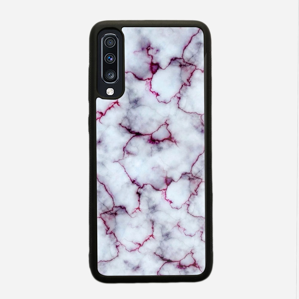 Samsung Galaxy A70S - White  Marble Series - Premium Printed Glass soft Bumper shock Proof Case