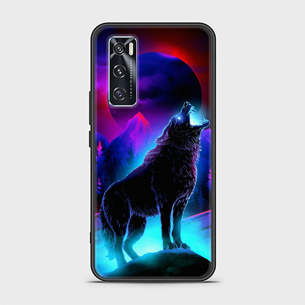 Vivo V20 SE Wolf Series Premium Printed Glass soft Bumper shock Proof Case