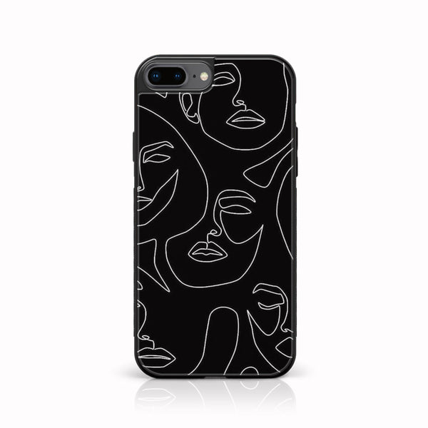 iPhone 7Plus  - Girl Line Art Design 2 - Premium Printed Glass soft Bumper shock Proof Case CS-13861