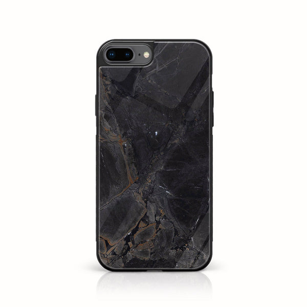 iPhone 8 Plus - Black Marble V 2.0 Design 2 - Premium Printed Glass soft Bumper shock Proof Case CS-20912