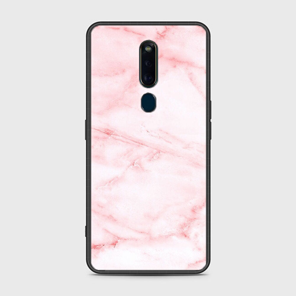 Oppo F11 Pro Pink Marble Series Premium Printed Glass soft Bumper shock Proof Case