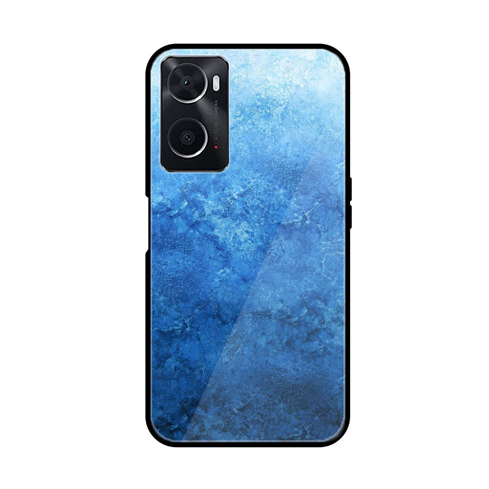 oppo A96  Blue Marble Series  Premium Printed Glass soft Bumper shock Proof Case