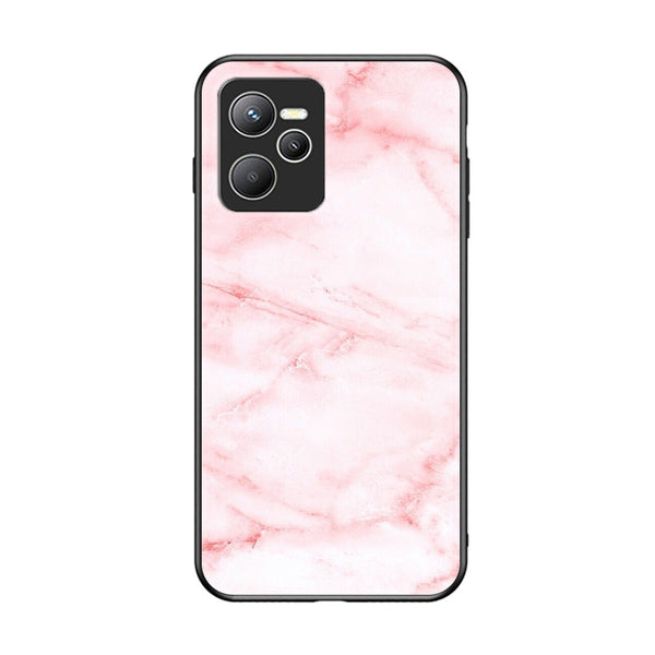 Realme C35 / Narzo 50A Prime  - Pink Marble Design 2- Premium Printed Glass soft Bumper shock Proof Case CS-17983