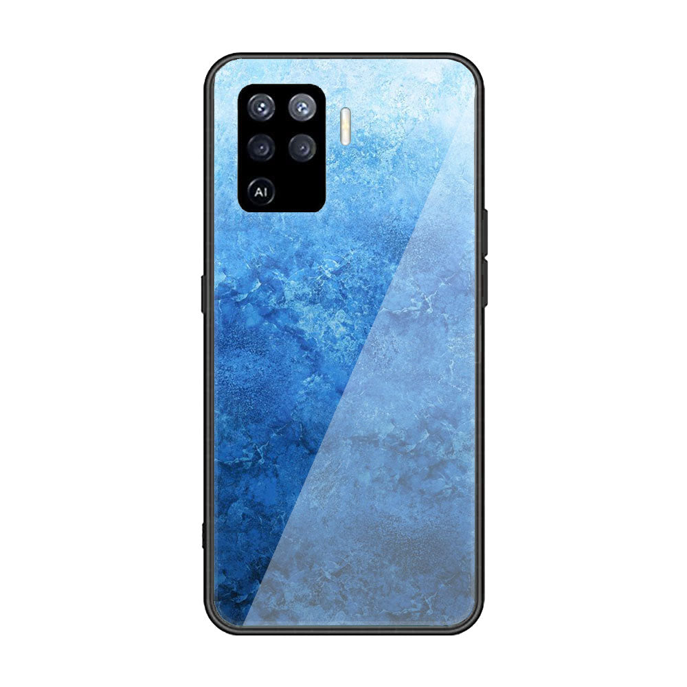 Oppo F19 Pro - Blue Marble Series - Premium Printed Glass soft Bumper shock Proof Case