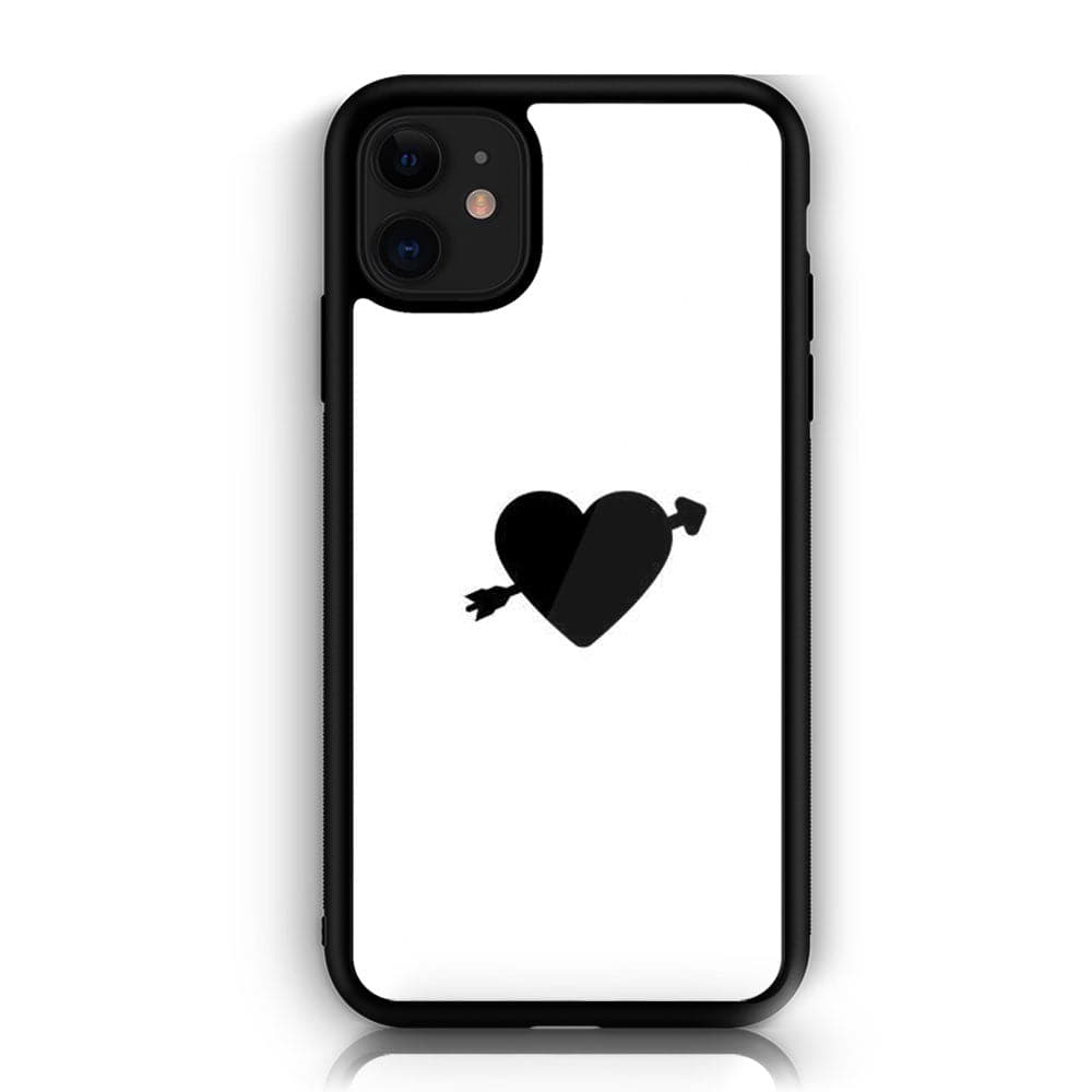 iPhone 11 Heart Series  Premium Printed Glass soft Bumper shock Proof Case