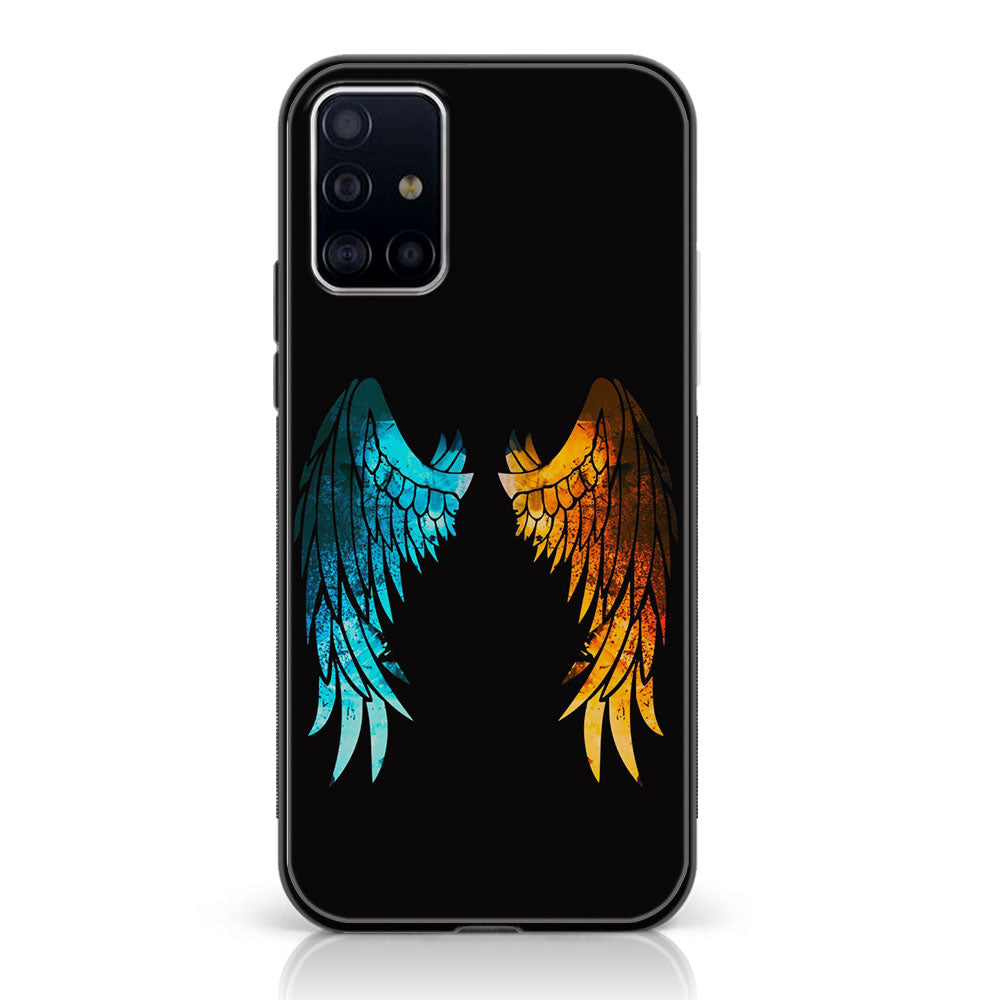 Samsung Galaxy A71  Angel Wings 2.0  Series Premium Printed Glass soft Bumper shock Proof Case