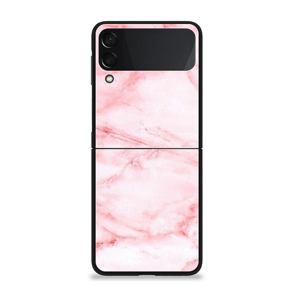 Galaxy Z Flip 3 - Pink Marble Series - Premium Printed Glass soft Bumper shock Proof Case
