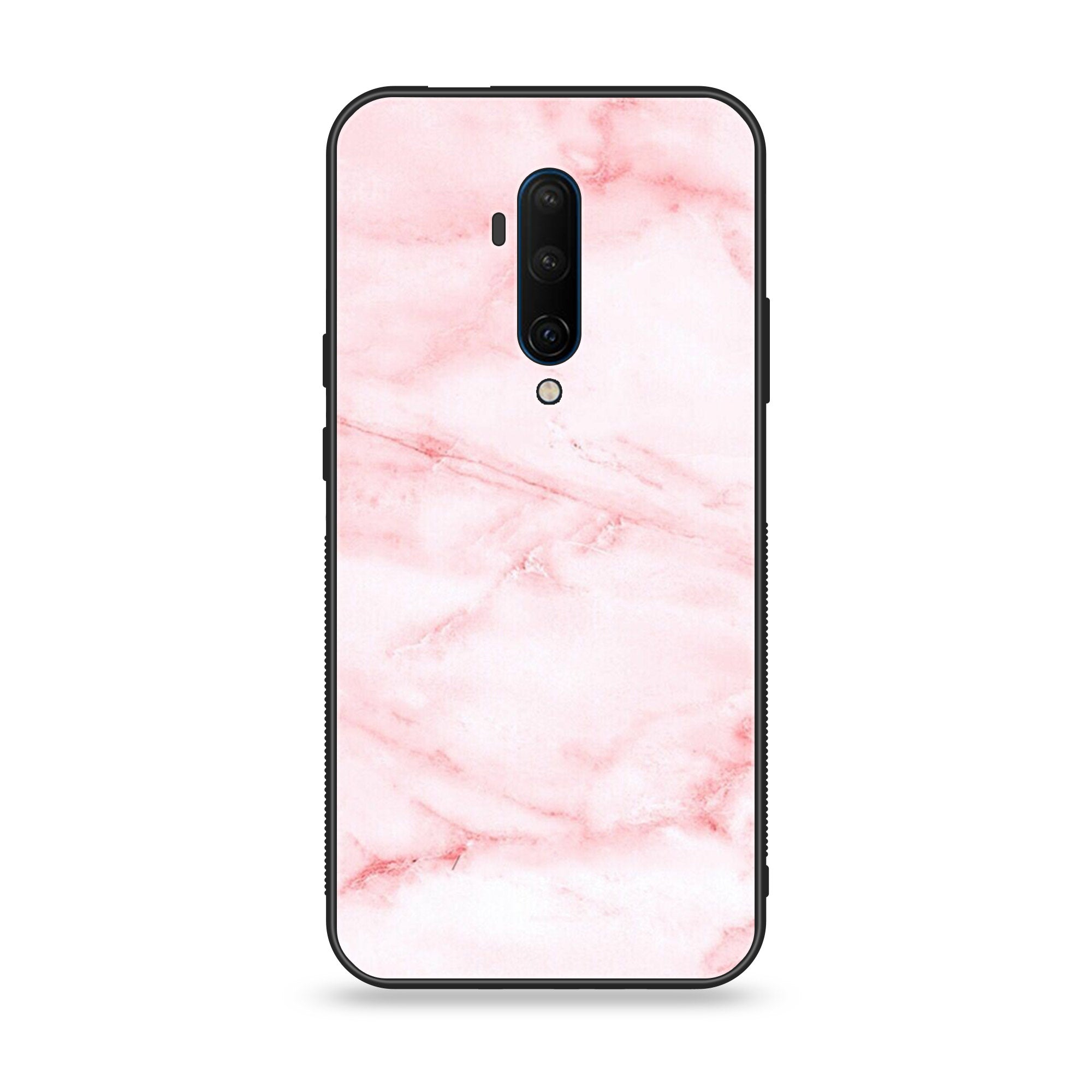 OnePlus 7T Pro - Pink Marble Series - Premium Printed Glass soft Bumper shock Proof Case