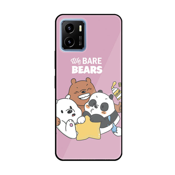 Vivo Y15s Cartoon Design 2  Premium Printed Glass soft Bumper shock Proof Case CS-37444